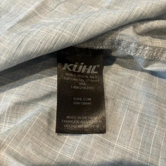 KUHL Horizon Blue Karib Stripe Short Sleeve Shirt – Small – UPF 20 - Picture 5 of 8